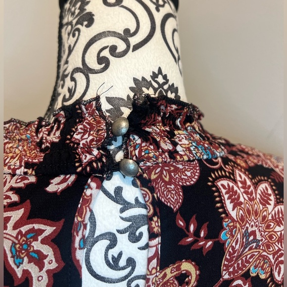 Anthropologie Black and Pink Paisley Long Sleeve Dress - Picture 5 of 7